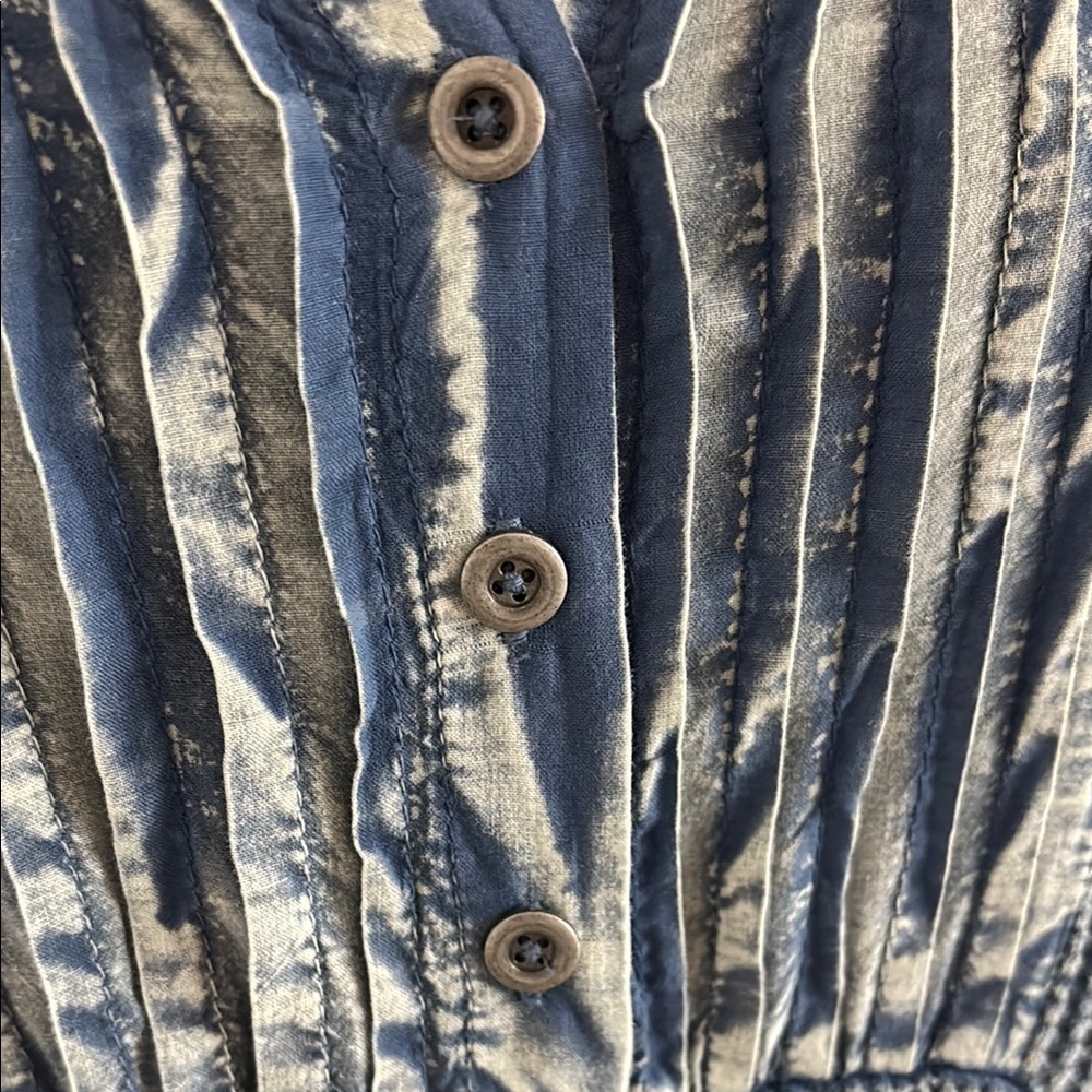 Free People Jolene Waffle Blue Long Sleeve Boho Mini Dress Small Medium XS 0025 - Picture 5 of 9